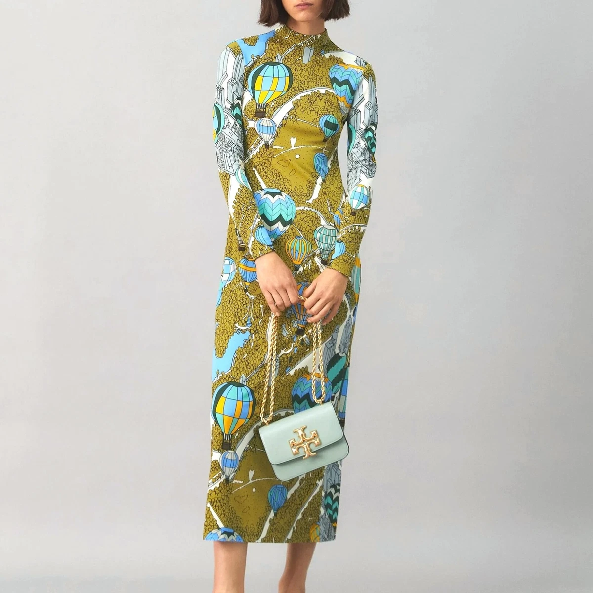 sachin and babi light blue dress Tory Burch Embroidered Long Linen Caftan Dress In Black main image 0