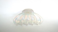 Medium clear frosted white spotted Iridescent hair claw clip