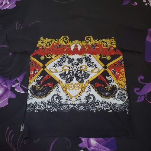 VERSACE JEANS COUTURE T-Shirt Herren Gr. L Barock Logo Baumwolle Rundhals Schwarz - Bild 9 von 14