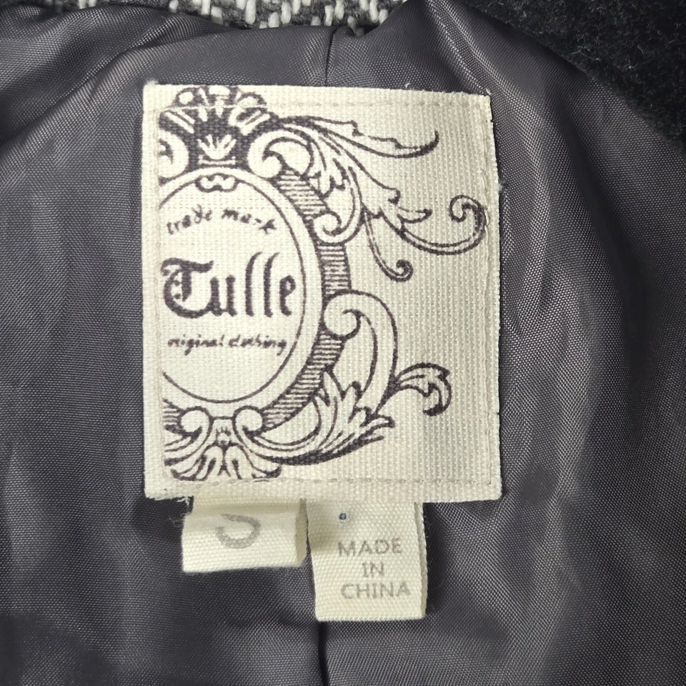 Blazer Tul Gris Espiga Años 40 Retro Look Ajustado Botones Dorados Talla Pequeña Foto 3 de 4