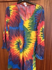 Ladies Hippie Set Costume 60s/70s Groovy Peace Fancy Dress with Pullover Boots
