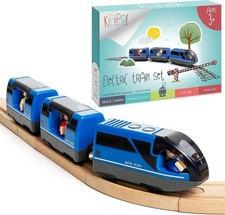Battery Operated Action Locomotive Toy Train Set for Wooden Train Tracks, Magne