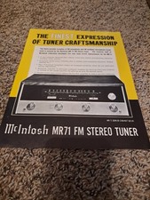 ORIGINAL Mcintosh MR-71 FM Stereo Tuner Dealer Spec Sheet Catalog Audio Vintage