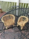 2 Pc Set Vintage Wicker Rattan Furniture Doll House Barbie Friend Loveseat Chair