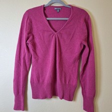 Apt 9 100 Cashmere Sweater V Neck Pullover Solid Pink Womens Size M Medium