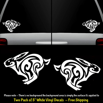 Mandala Rabbit Two 5'' White Vinyl Graphic Decal Car Windows Laptop Notebook