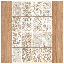 16 Pieces Stencils for Painting, Abstract Texture Mixed Media Art TYPE-A