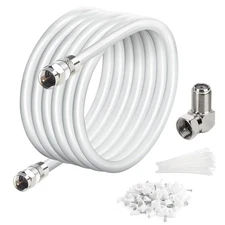 Elecan RG6 Coaxial Cable 15ft Quad Shield Set with Clips White