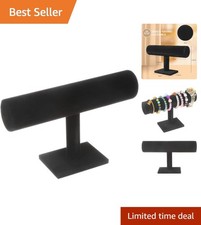 Elegant T-Bar Jewelry Display Stand in Black Velvet for Bracelets and Necklaces
