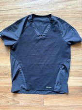 Disney x FIGS Yola Black Scrub Top XS Mickey Mouse Hidden Zip Medical Uniform