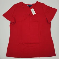 Karen Scott Women's Ring-Detail Top Red Large