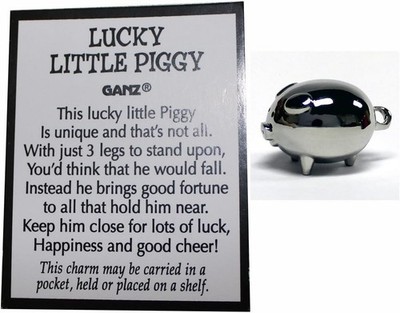 Lucky Little Pig With Story Card Pig Measures about 3/4 long Wall Art Figurine