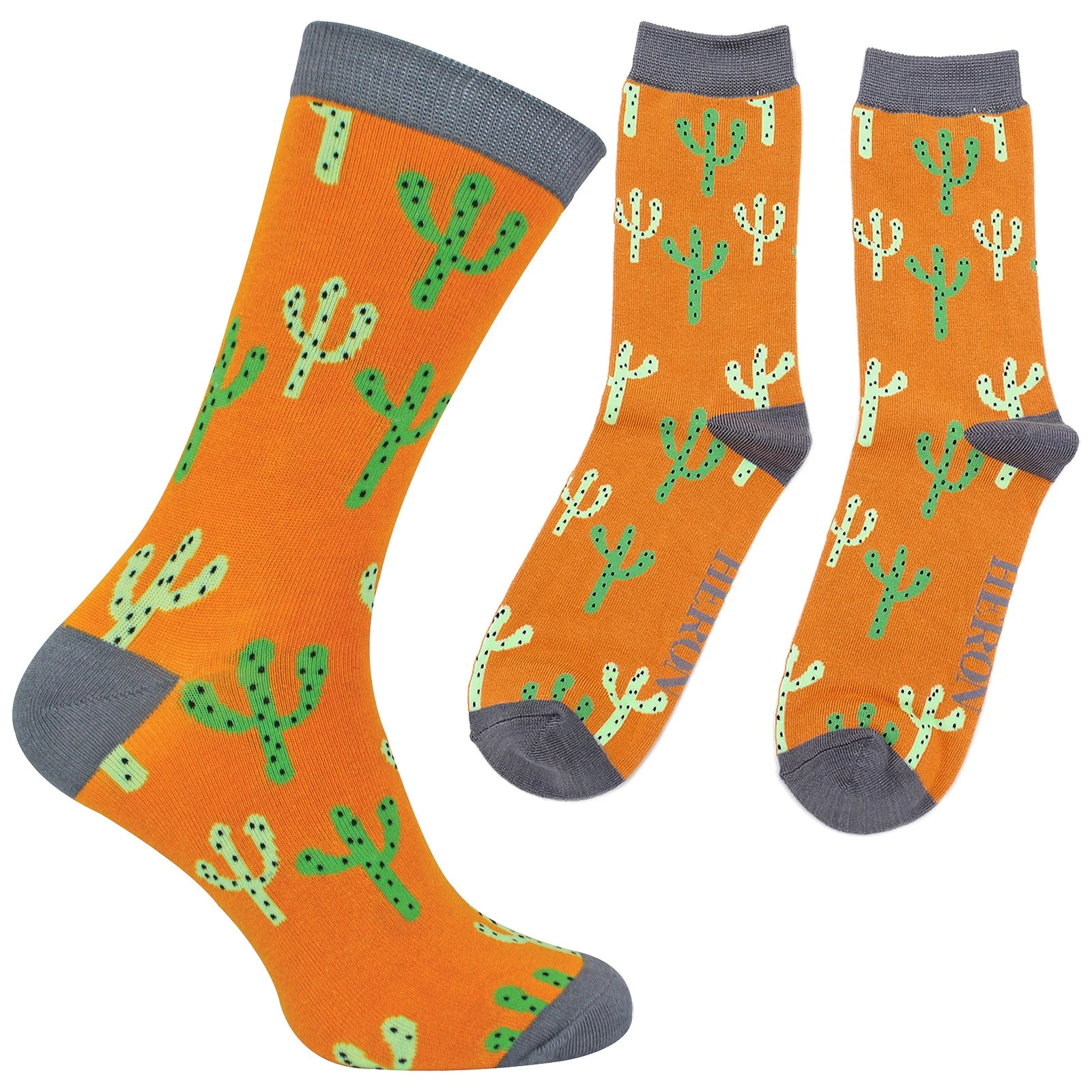 Mens Bamboo Cacti Novelty Socks by Miss Sparrow , Breathable Gift Socks