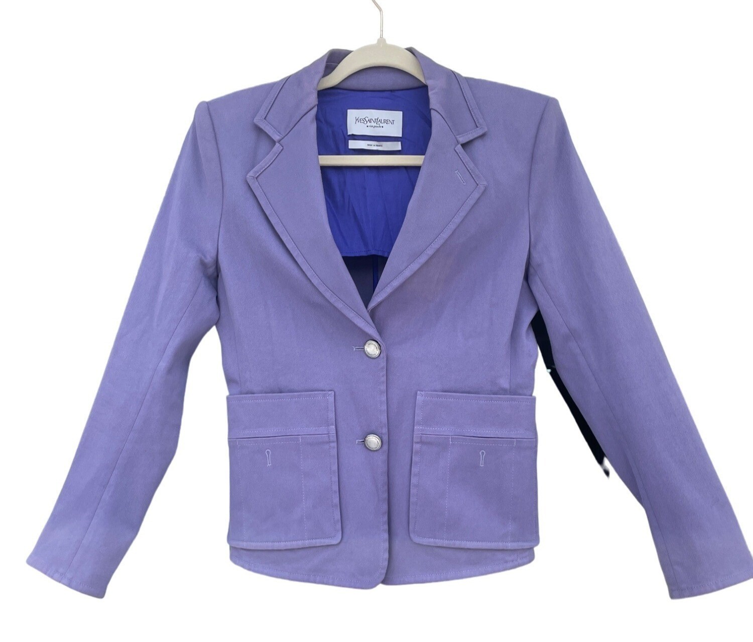 SAINT LAURENT Blazer tuta Ysl donna F42 pervinca giacca cappotto blazer taglia small SM S viola