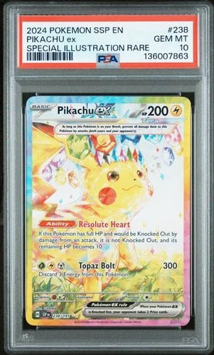 Pokemon Pikachu ex Surging Sparks Special Illustration Rare #238 PSA 10 Gem Mint