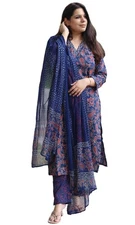 Gosriki Women'S Rayon Viscose Straight Printed Kurta With Pant & Dupatta (Mom...