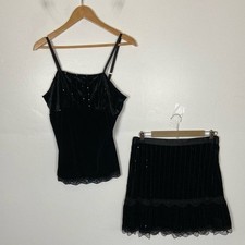 No Boundaries 90s Y2K Velvet Skirt Top Set M/...