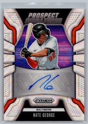 Nate George 2026 Panini Prizm Prospect Signatures #PS-NG AUTO Silver Wave #D/199
