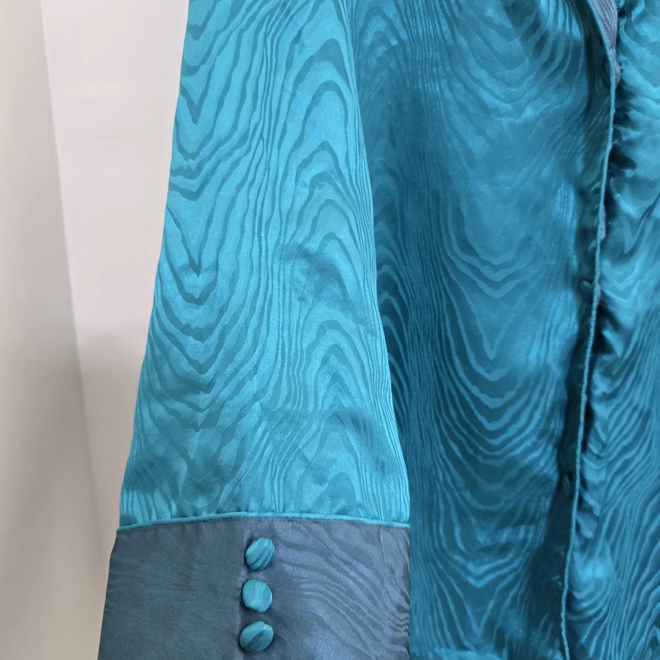 Винтажный 80-х 90-х SUZANNE SOMERS 1 X атласная пижама комплект Lounge износ бирюзовый сон - Изображение 4 из 4