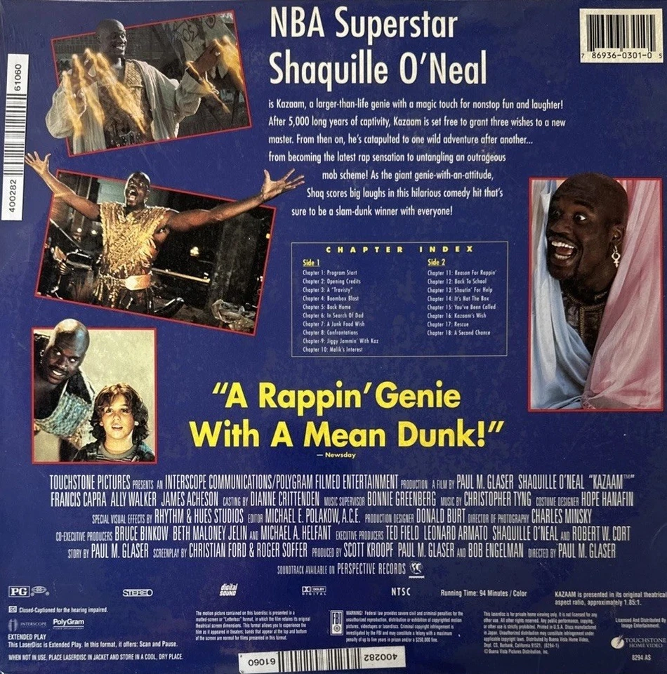 Kazaam (1996) SHAQ Laserdisc Touchstone Letterbox Rare LD Cult Classic - Image 2 of 2