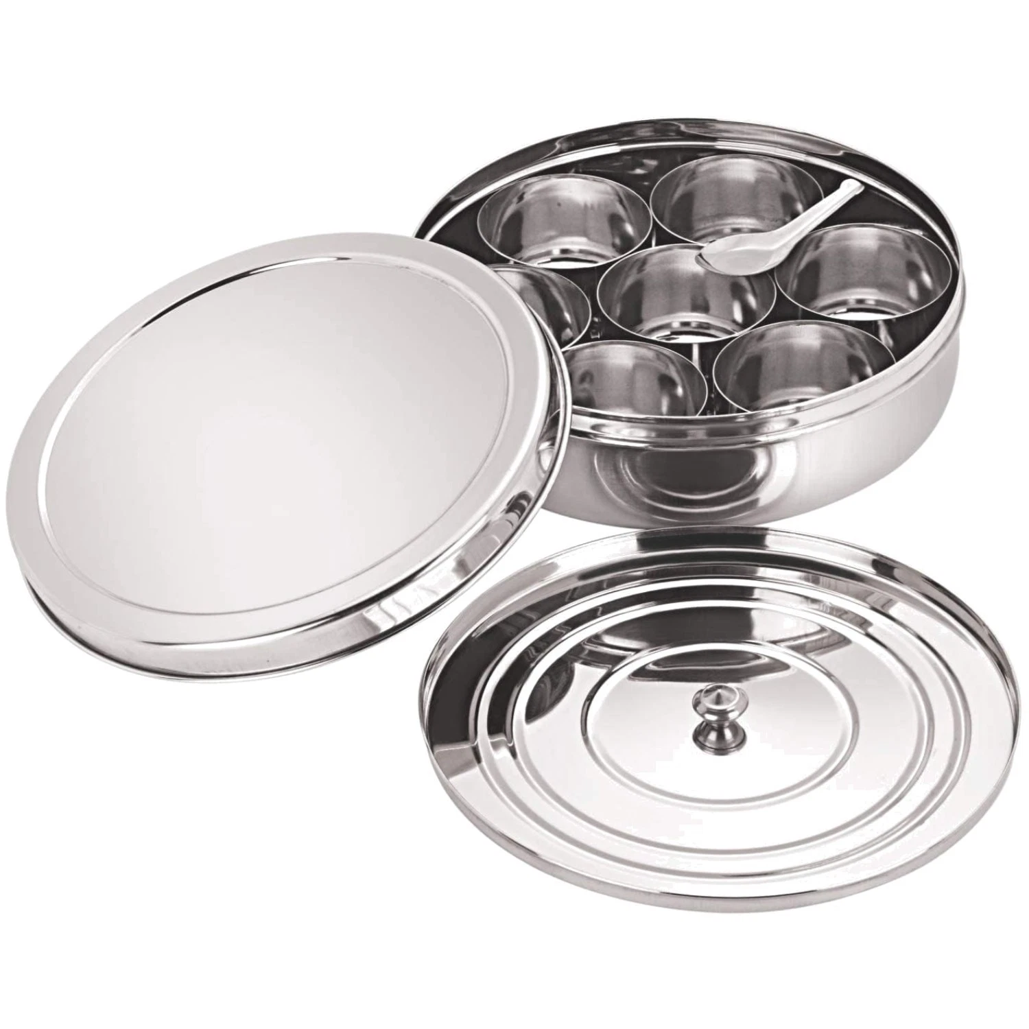 Compact Stainless Steel Spice Box with 7 Compartments