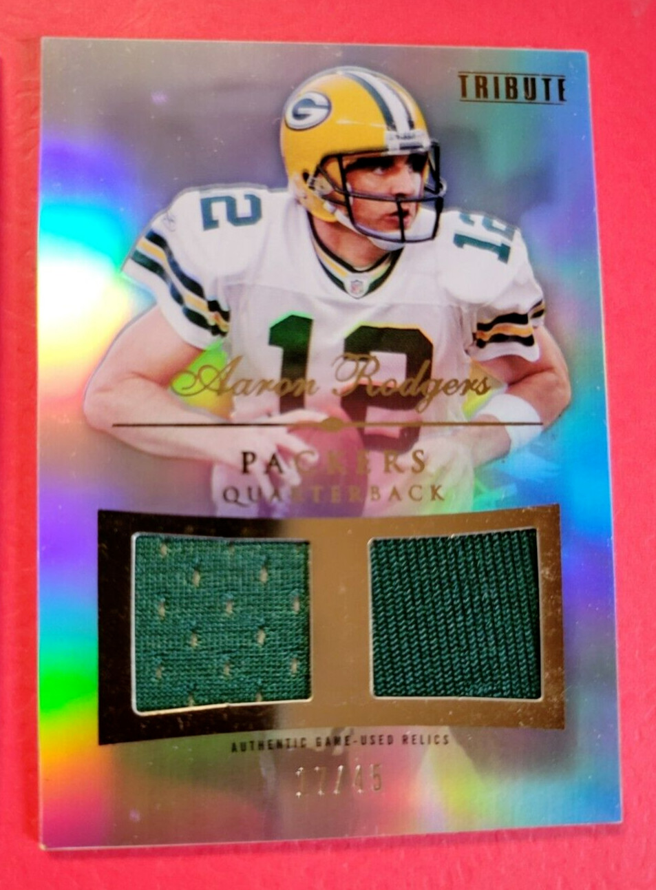 AARON RODGERS GAME USED JERSEY CARD #17/45+2007 PLAYOFF PRESTIGE jersey Steelers view 2