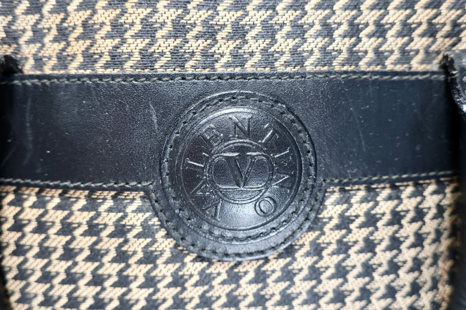 Borsa a mano VALENTINO GARAVANI in tela marrone a tracolla 2 vie con pied de poule