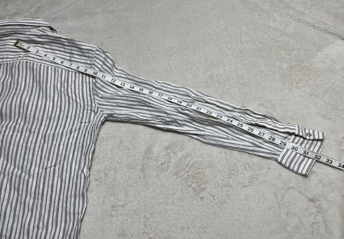 Armani Exchange Linen Shirt Men's Small Ivory Stripe Long Sleeve Button Up A/X - Picture 9 of 10