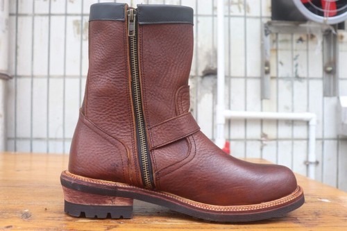 Retro Herren Motorrad Halbhohe Stiefel Arbeitskleidung Reißverschluss Echtleder Hoch Stiefel - Bild 20 von 26