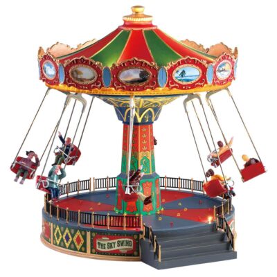 Lemax Animated Carnival Sky Swing Sculpture Multicolor 2018 With Sound Light