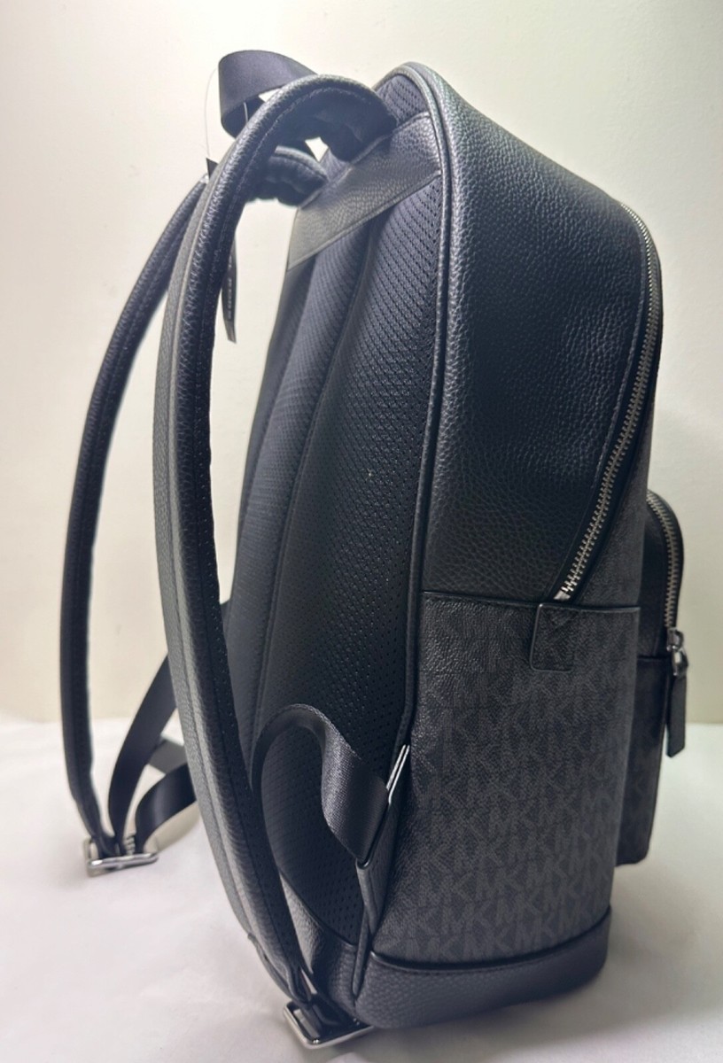 Michael Kors Cooper Backpack Black MK Logo Sport Stripe Laptop Travel Bag Michael Kors Cooper Black Stripe MK Signature Commuter  main image 4
