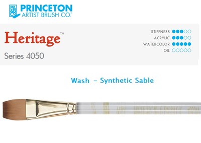 Princeton Art & Brush Co Heritage 4050 Wash Synthetic Sable Size 1'' Clear Handle