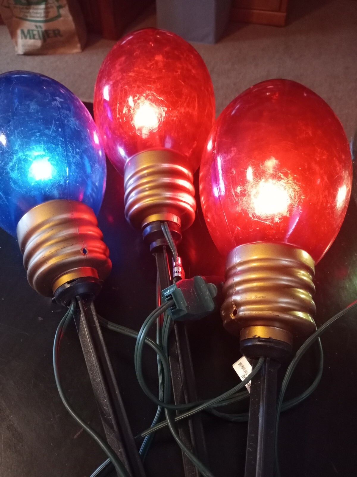 6 Jumbo Christmas Light Bulb Giant Blow Mold Yard Stake Decorations eBay