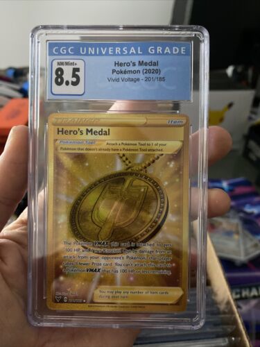 (162) CGC 8.5 NM/Mint+ Hero's Medal Full Art Card 201/185 Pokémon Vivid Voltage - 第 1/2 張圖片