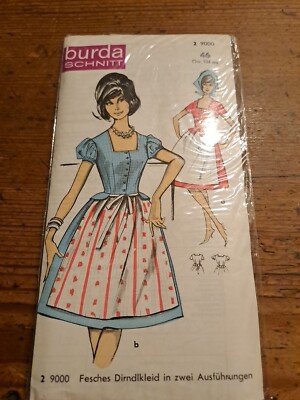 Burda  9000 Dirndl Folklore 2 Kleider Nähmuster 60er Jahre 