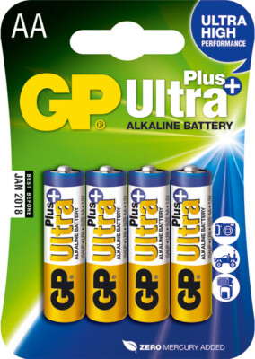 4 x Ultra Plus Alkaline Batterie AA, Mignon [GP 15AUP] LR06; 1,5 V