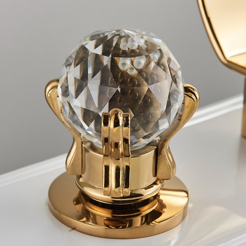 Brushed Gold Bathroom Sink Faucet Waterfall 3 Hole Widespread Basin Mixer Tap - Bild 15 von 15