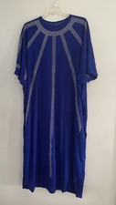 Yinuo Woman Sapphire Blue Fancy Long Maxi Sequined Kaftan Abaya Dress Size XXL
