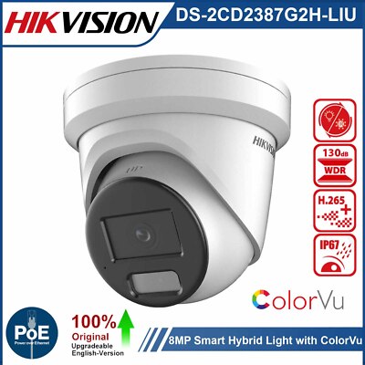 Dropship Hikvision 8MP 4K ColorVu IP Camera DS-2CD2387G2H-LIU Acusense Hybrid Light Built-in Mic