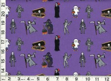 Skeletons Ghosts Witches Etc Halloween Quilting Sewing Fabric by the Yard 110