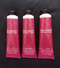 Bath and Body Works STRAWBERRY POUND CAKE Shea Butter Hand Cream x 3 BRAND NEW