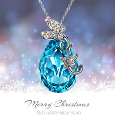 Fashion Butterfly Rhinestone Pendant Necklace Birthday Party Gift Women Girls
