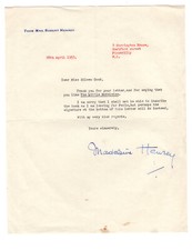 Madeleine Henrey Signed Letter 1953 / Autographed French-British Author