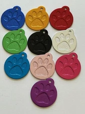 Custom Engraved Personalized Paw Print Pet ID Tag-2 Sizes-10 Color Choices
