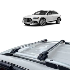 Roof Racks Cross Bars Audi A4 Allroad Wagon 2016 2024 Anti-Theft Aluminium Gray