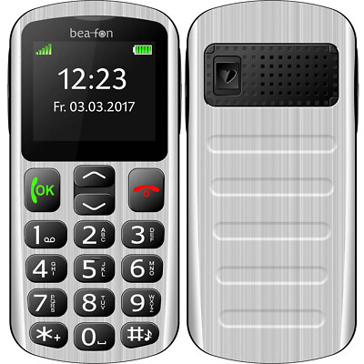 BNIB Bea-fon Silver Line SL250 Single SIM Silver Black Factory Unlocked 2G GSM
