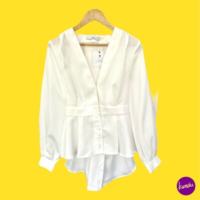 V by VERY ''KATE FERDINAND'' Damen Kimono Oberteil, Tie Back, V-Ausschnitt, weiß, UK 14