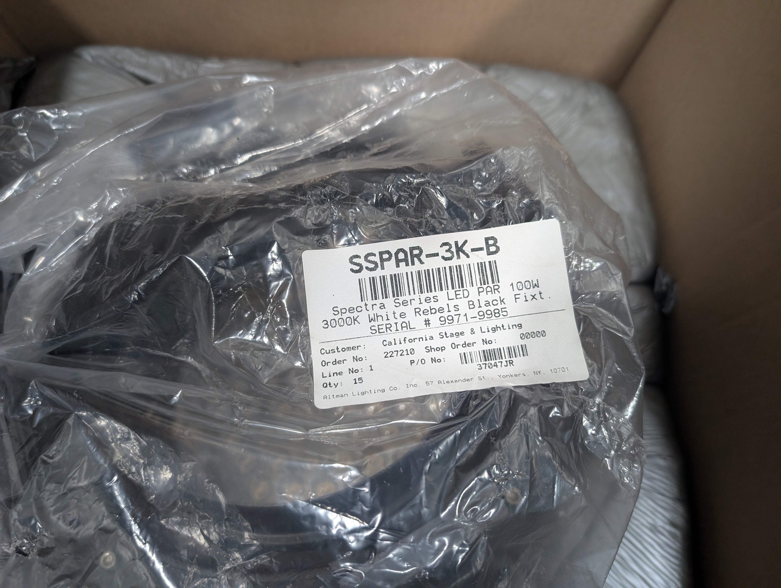 Altman SSPAR-3K-B Spectra LED PAR 100W 3000K White Rebels Black New