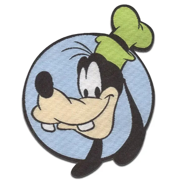 Disney Iron-On Patch: Goofy Head w/Green Hat Smiling New Free