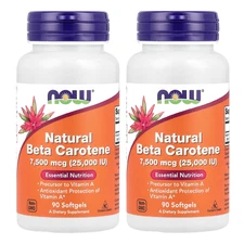 NOW FOODS (2 PACKS) Beta Carotene Natural 7 500 mcg 90 Softgels